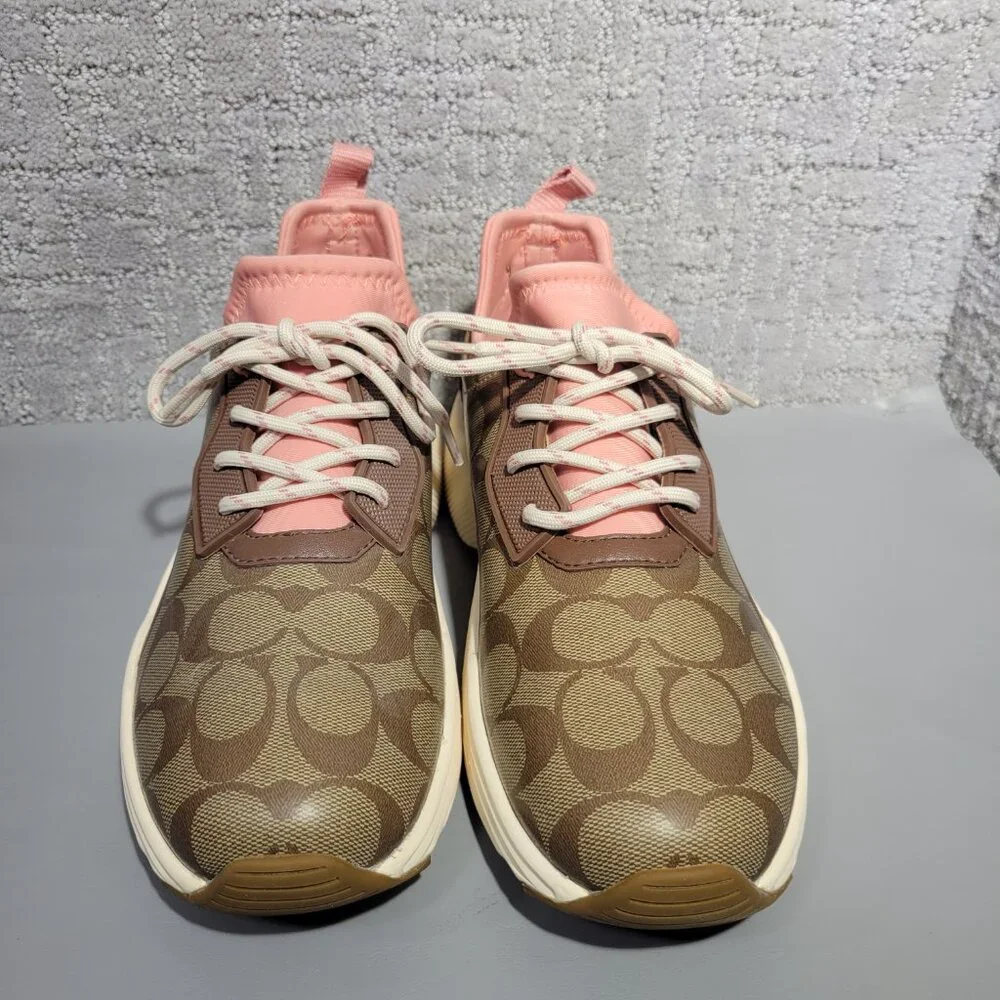 Coach C270 Signature Tech Runner Womens Size US 9B Brown Pink Sneaker Shoes